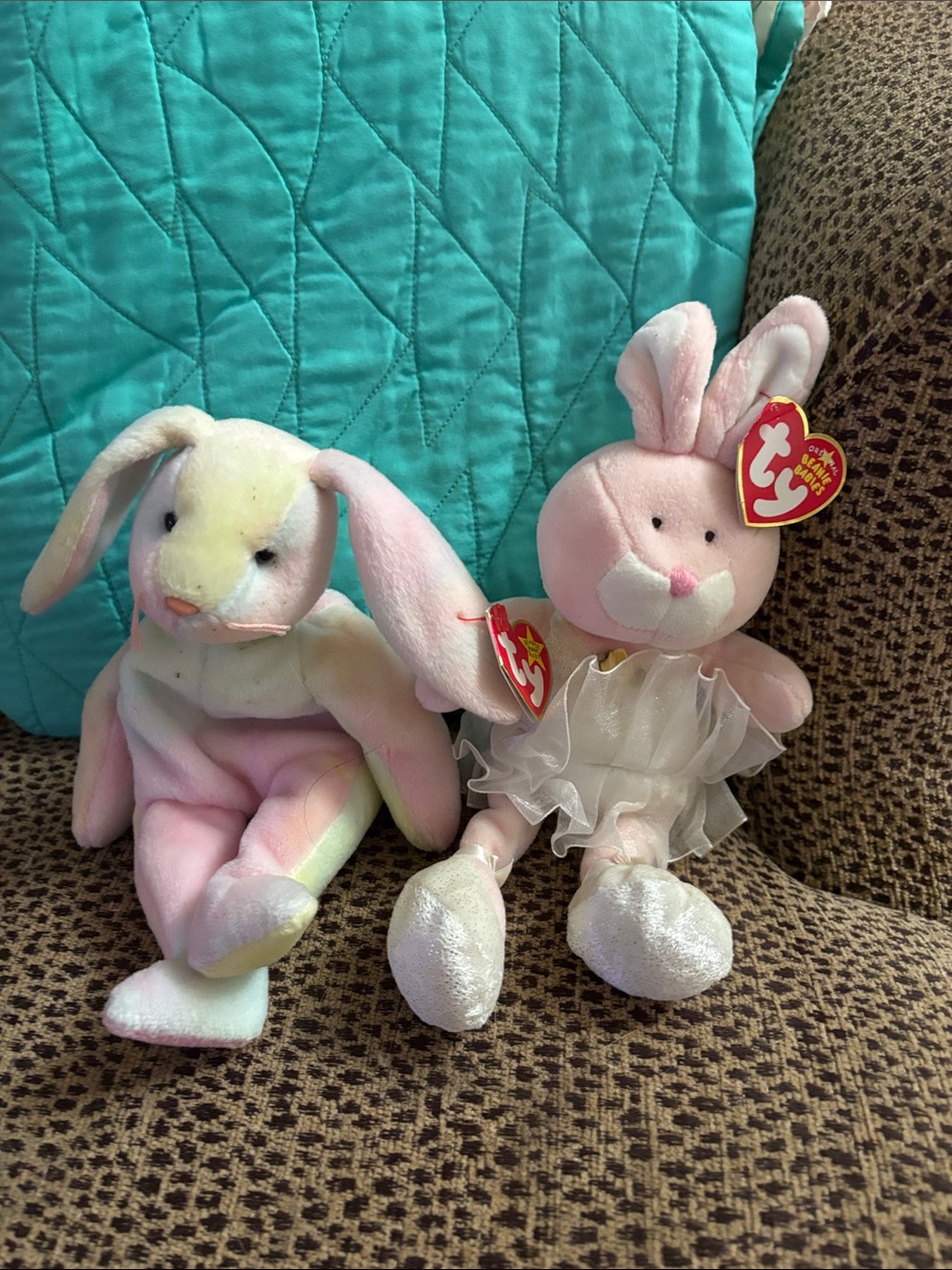 Ty Pink Pastel Bunny Duo Plush Set
